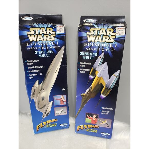 Vintage Star Wars‎ Episode 1 Naboo Fighter & Starship Catapult Flying Model Kit - Picture 1 of 7